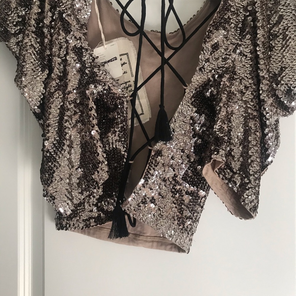 Free People silver sequence backless top - Picture 6 of 7